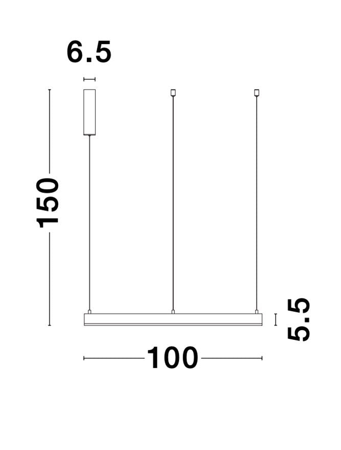 Висящо осветително тяло (пендел) MOTIF LED 60W 230V Триак димируем Пясъчно черен алуминий и акрил Регулируема височина ⌀100 H200см