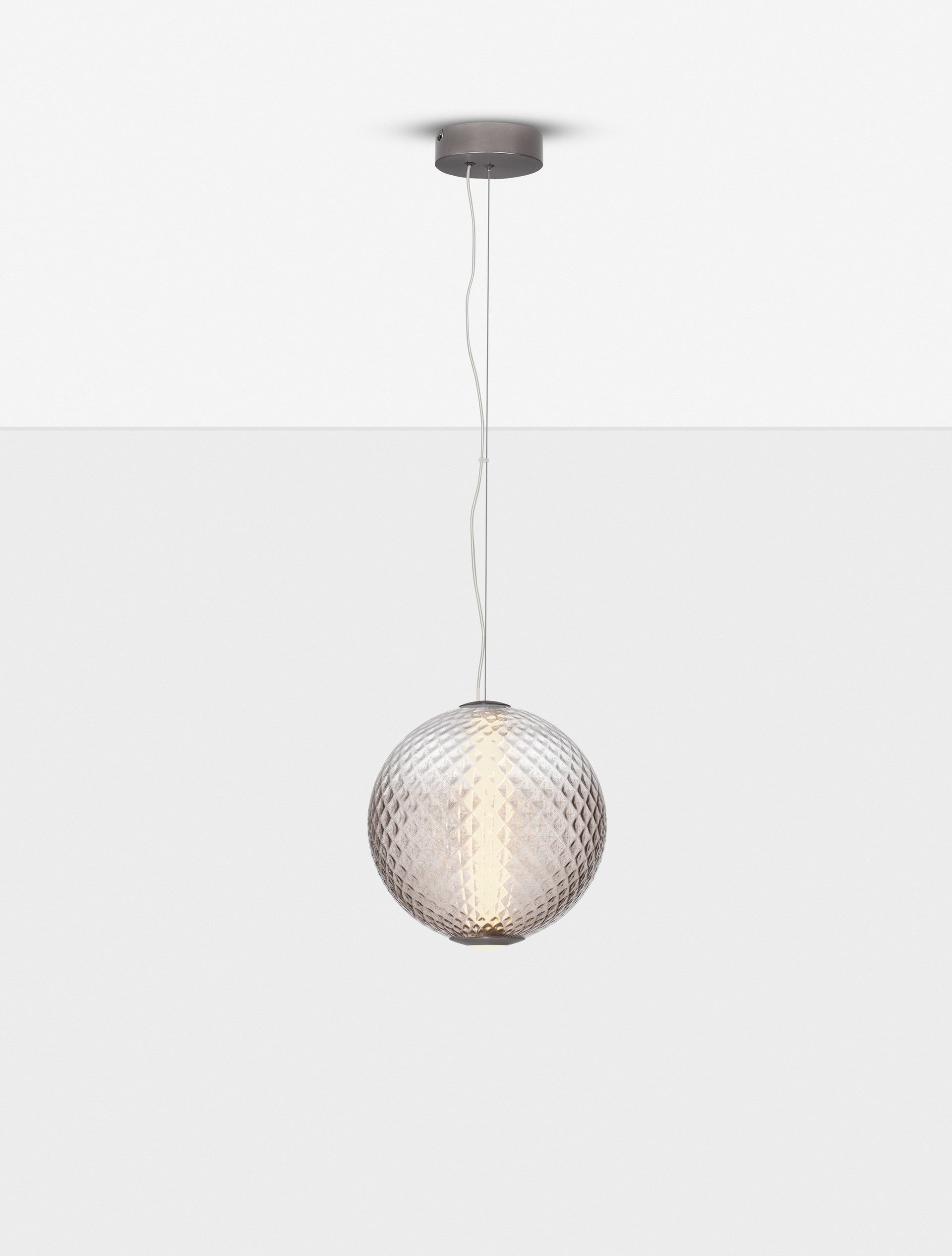 Висяща лампа AORA 20W LED с димиране, Сив метал, Тъмнокафяво стъкло