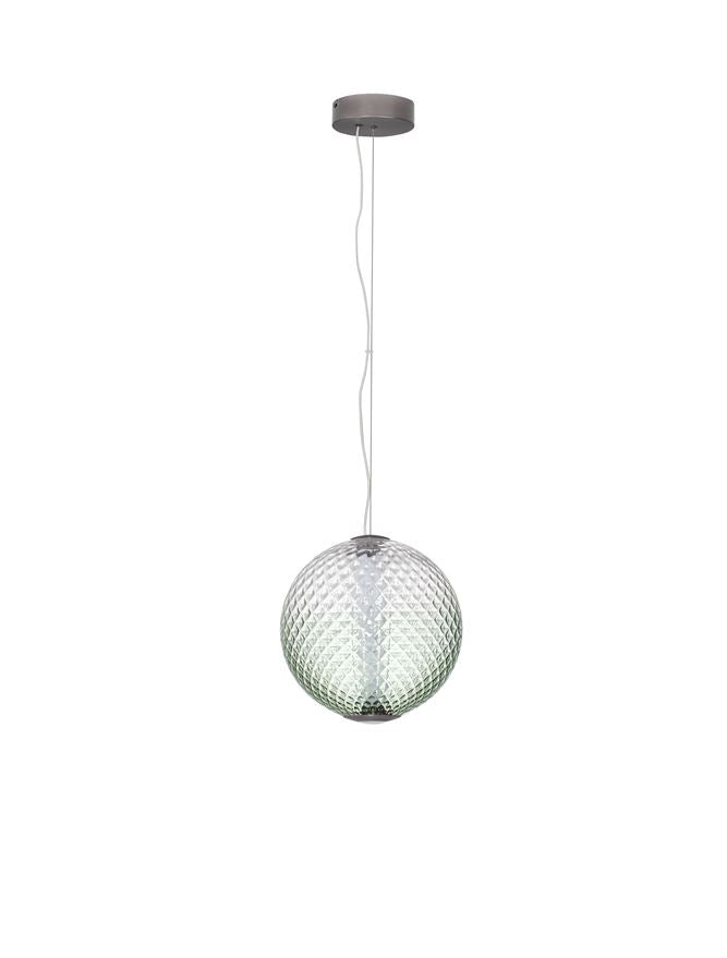 Висящо осветително тяло (пендел) AORA 20W LED Димируем, сив метал, зелено стъкло