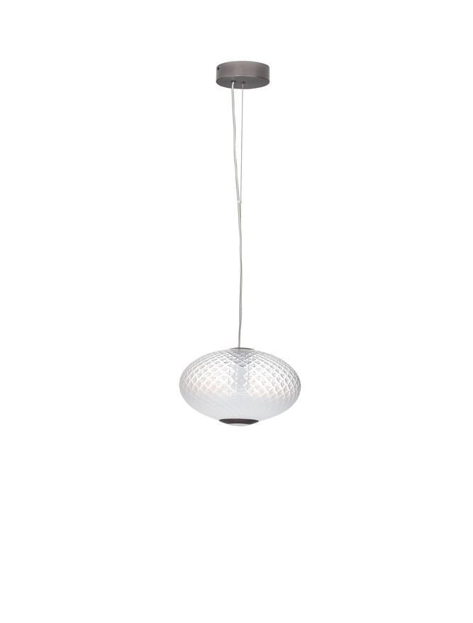 Висящо осветително тяло (пендел) AORA 12W LED Димируем, сив метал, опалово стъкло
