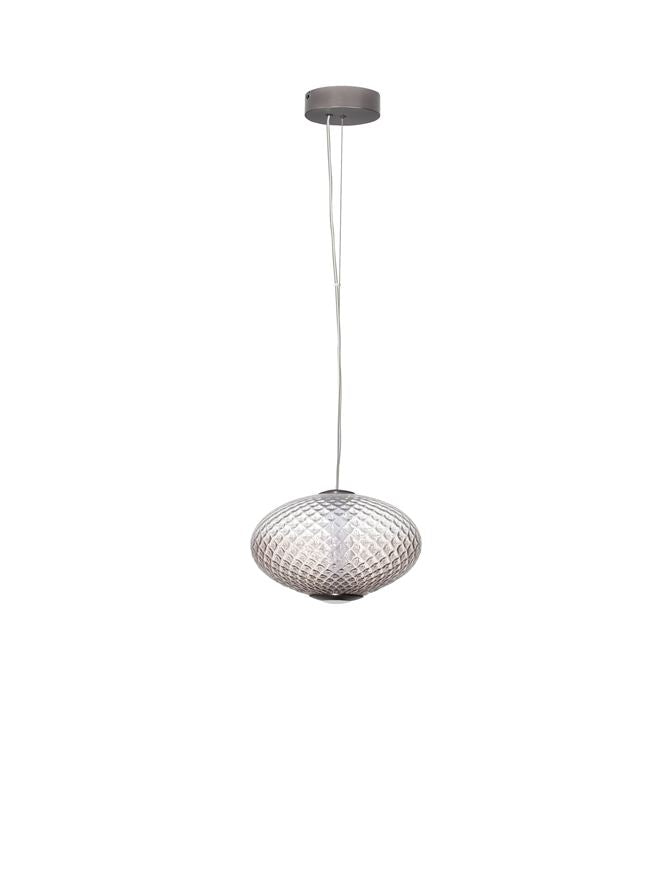Висящо осветително тяло (пендел) AORA 12W LED Димируем, сив метал, тъмно кафяво стъкло