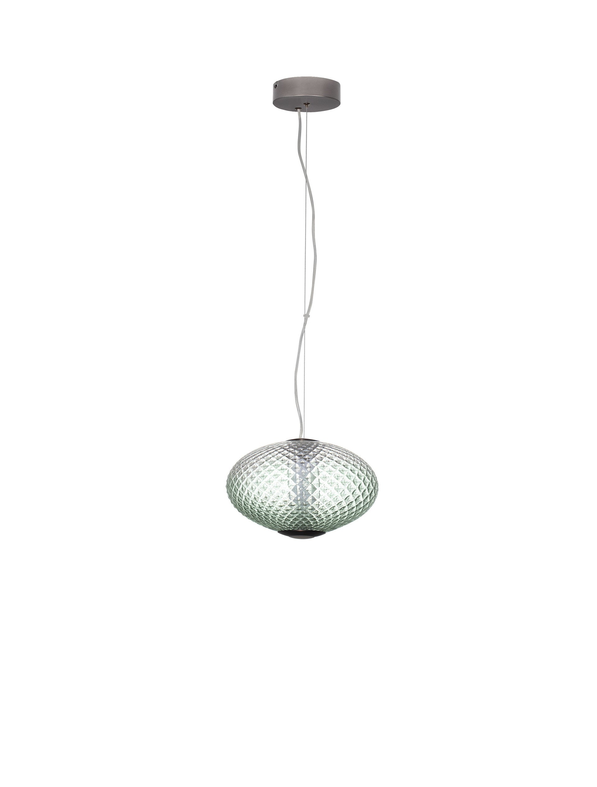 Висящо осветително тяло (пендел) AORA 12W LED Димируем, сив метал, зелено стъкло