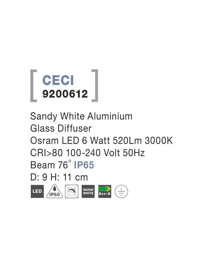 Външен аплик CECI 6W Пясъчно бял алуминий
