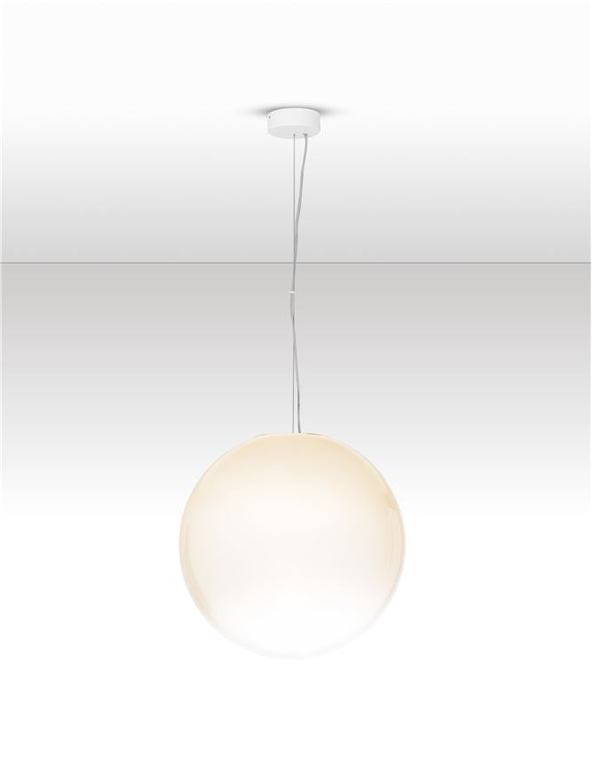 Висящо осветително тяло (пендел) BOLITA 15W LED Димируем, пясъчно бял метал, опалово стъкло