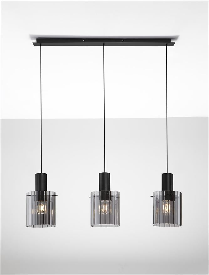 Висящо осветително тяло (пендел) MIRBI 36W LED Пясъчно черен стомана Опушено стъкло L96 W18 H120см