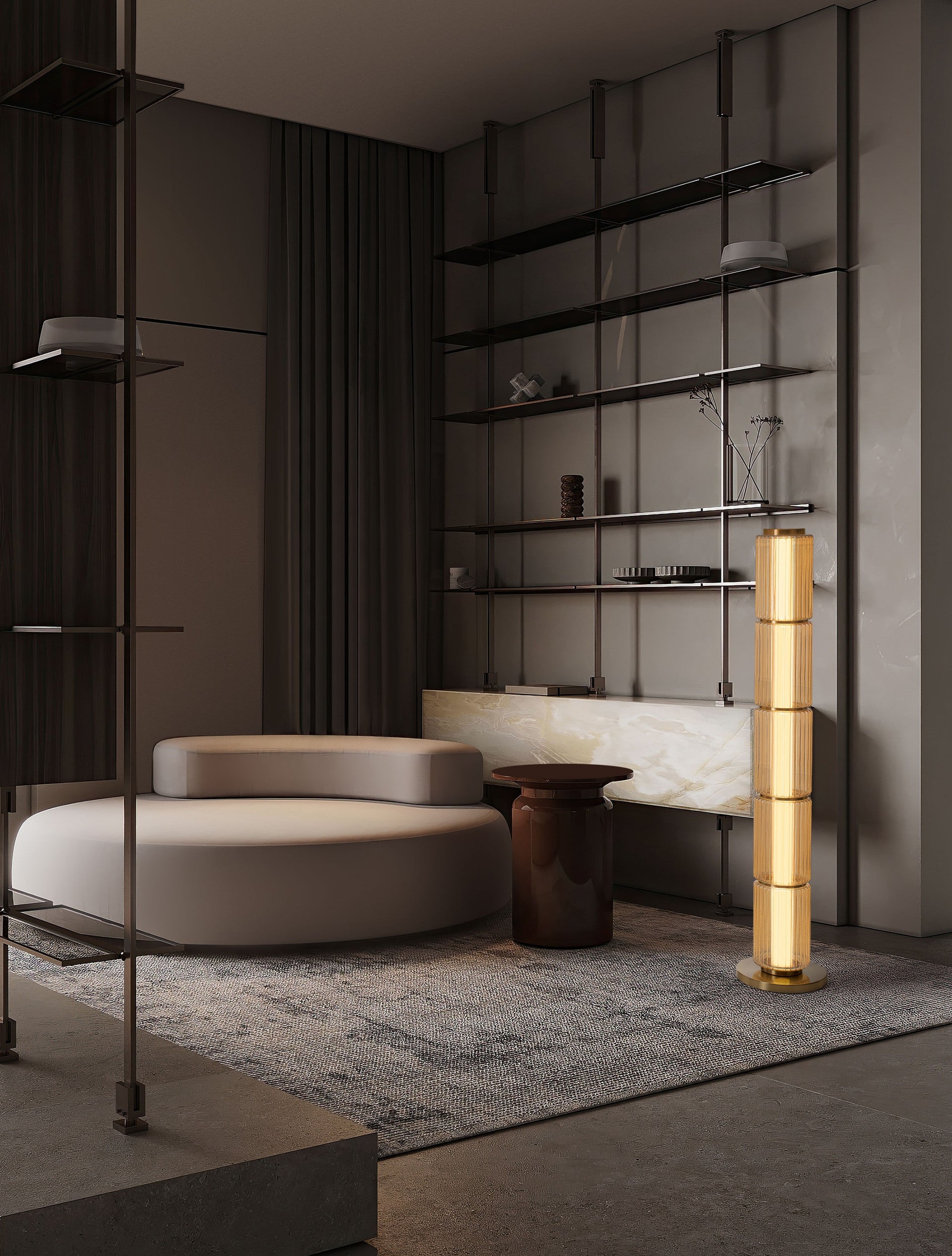 Висящо осветително тяло (пендел) VESPER 33W LED Димируем, кехлибарено стъкло, златист метал