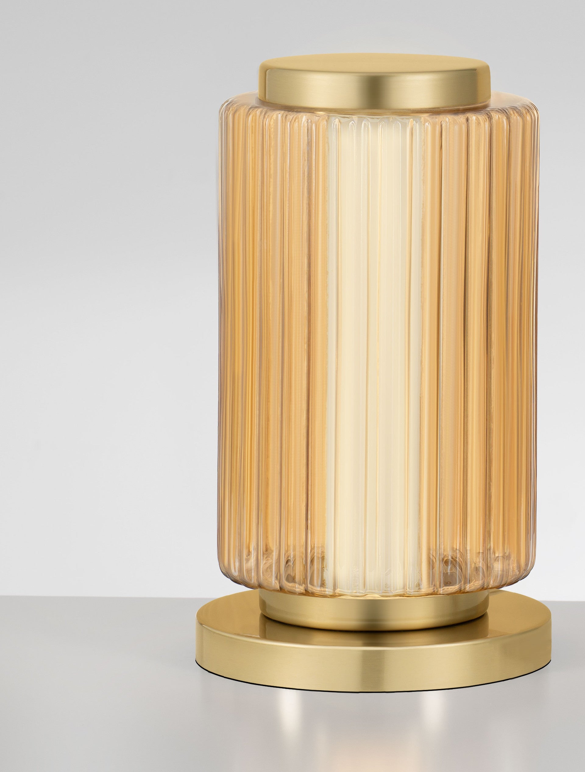 Висяща лампа VESPER 10W LED с димер, кехлибарено стъкло, лъскав златист метал