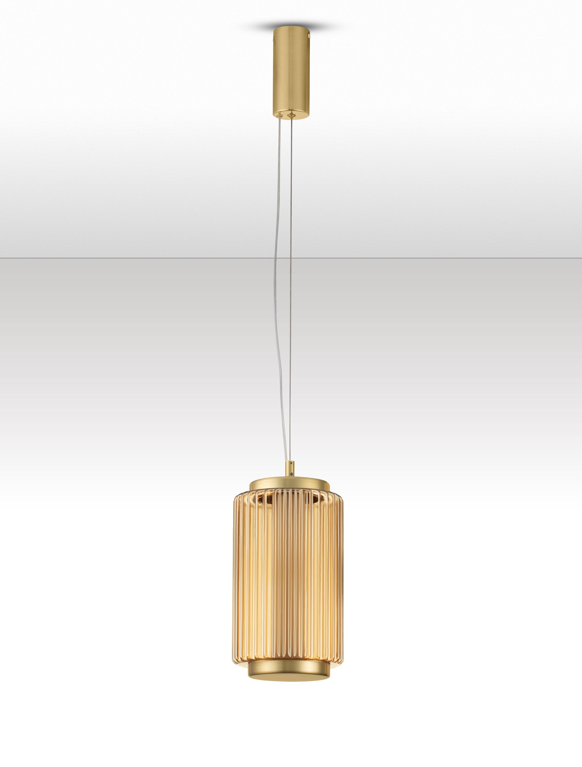 Подова лампа VESPER 10W LED Димируем, кехлибарено стъкло, златист метал