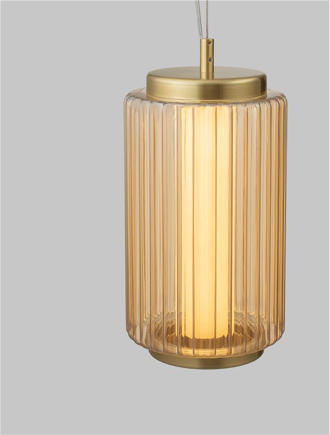 Подова лампа VESPER 10W LED Димируем, кехлибарено стъкло, златист метал