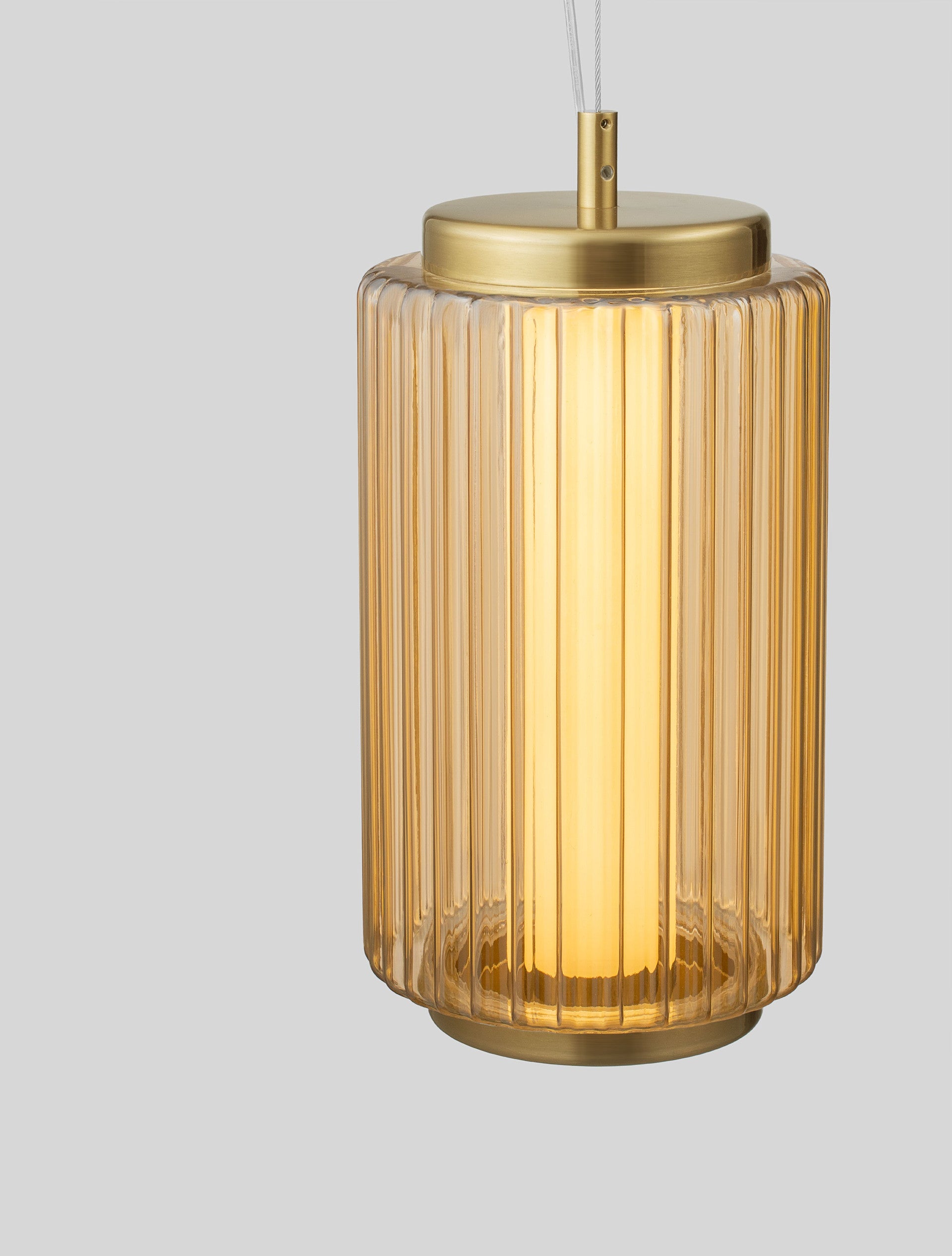 Подова лампа VESPER 10W LED Димируем, кехлибарено стъкло, златист метал