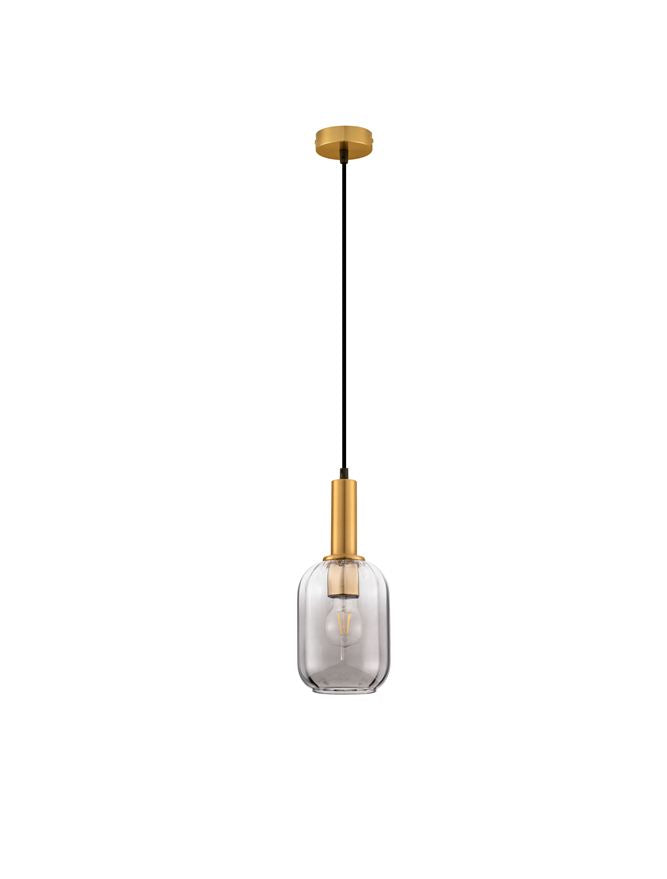 Подова лампа MAHO LED E27 12W 100-240V ⌀14 H150см Опушено стъкло Златист месинг