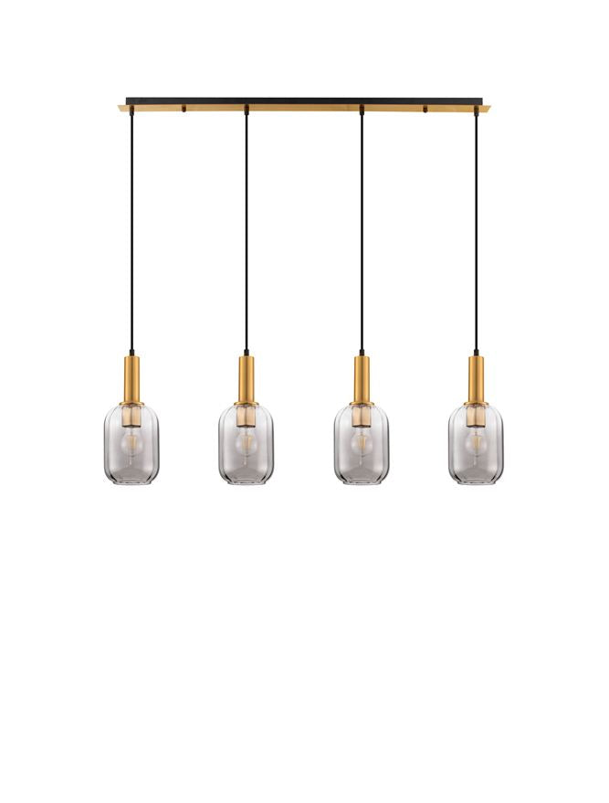 Подова лампа MAHO LED E27 48W 100-240V L107 W14 H150см Опушено стъкло Златист месинг