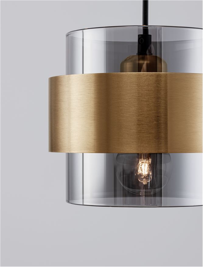 Висящо осветително тяло (пендел) SIANNA 36W (3x12W) E27 Златист месинг Опушено стъкло
