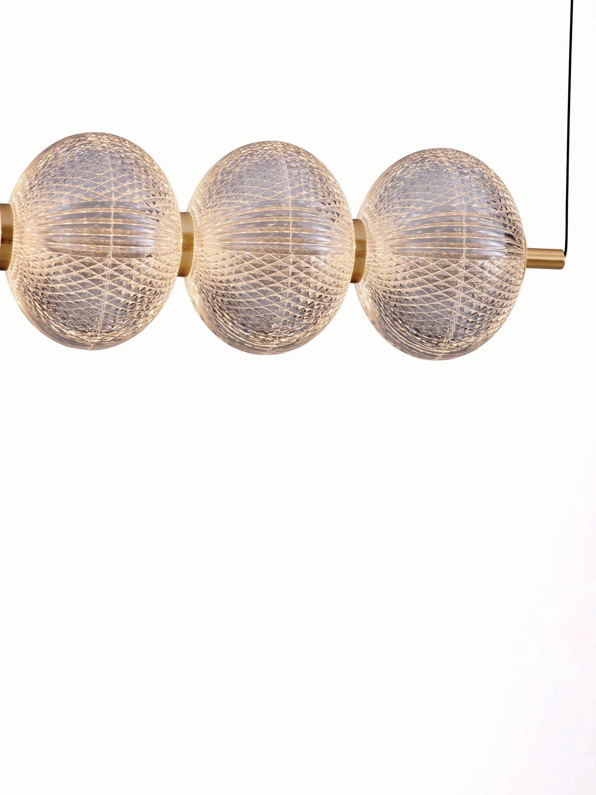 Висяща лампа KLELIA 34W LED, месинг, златен метал и прозрачен акрил, Д80 Ш15 В120см