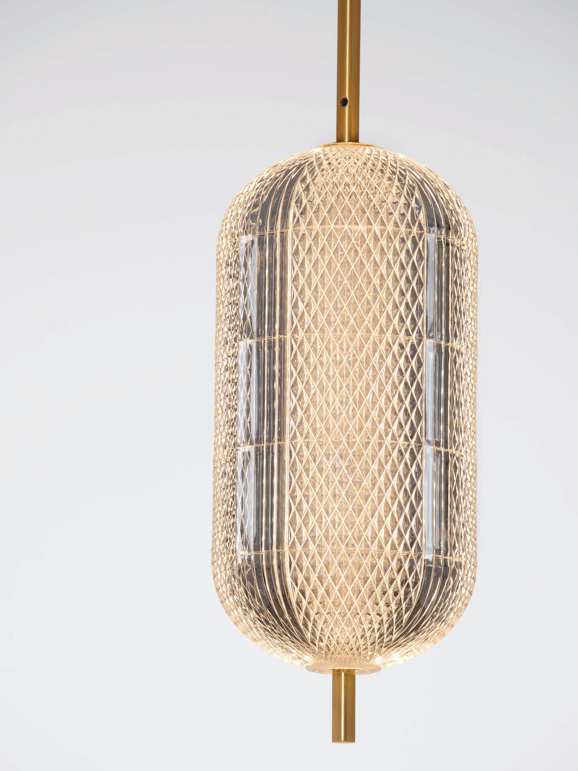 Висящо осветително тяло (пендел) KLELIA 17W LED Златист месинг и прозрачен акрил ⌀15 H140см
