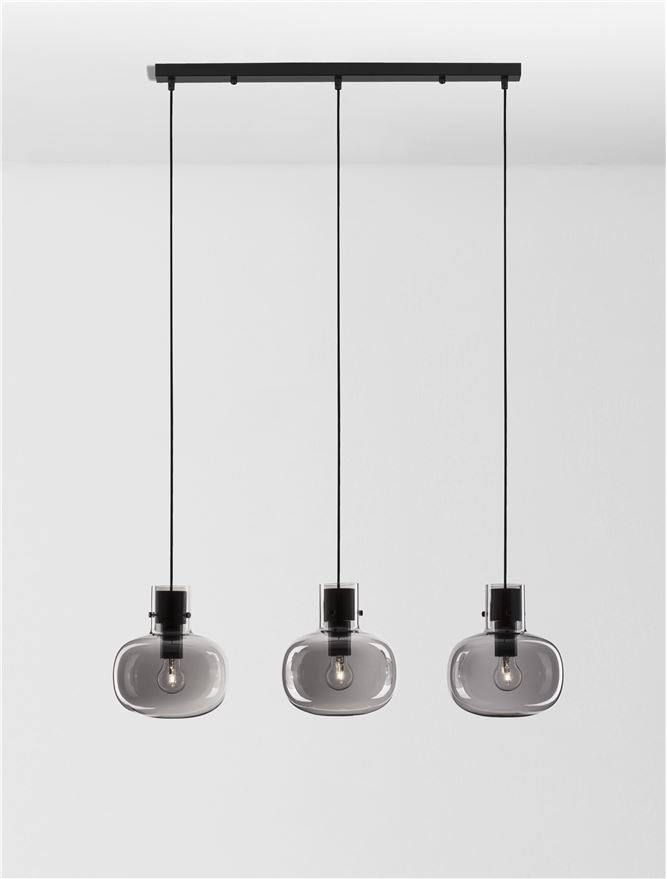 Висящо осветително тяло (пендел) CINZIA 36W 3x12W E27 Черен Опушено стъкло