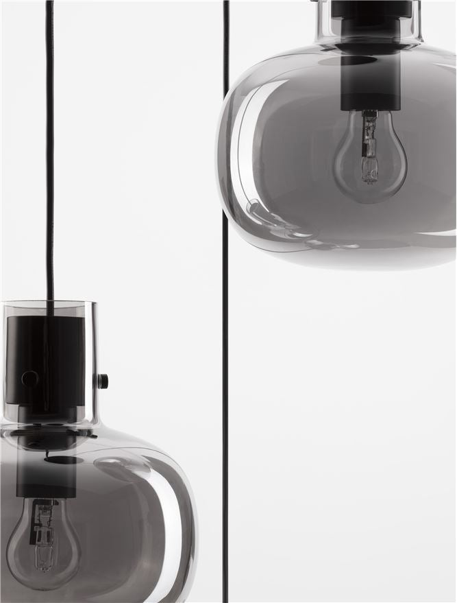 Висящо осветително тяло (пендел) CINZIA 36W 3x12W E27 Черен Опушено стъкло