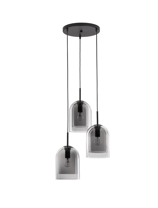 Висящо осветително тяло (пендел) VELOR 36W (3x12W) E27 Матово черен Опушено стъкло