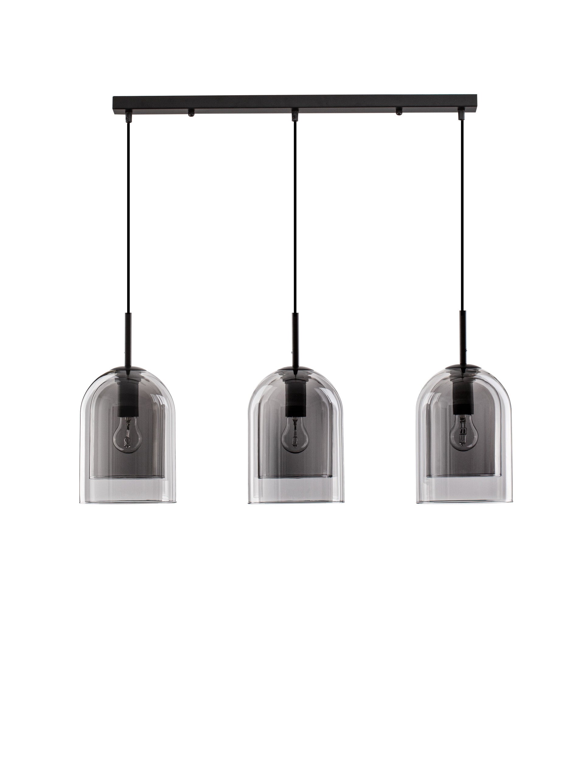 Висящо осветително тяло (пендел) VELOR 36W (3x12W) E27 Матово черен Опушено стъкло