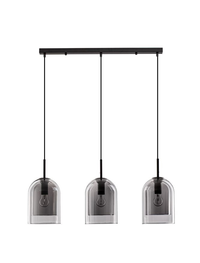 Висящо осветително тяло (пендел) VELOR 36W (3x12W) E27 Матово черен Опушено стъкло