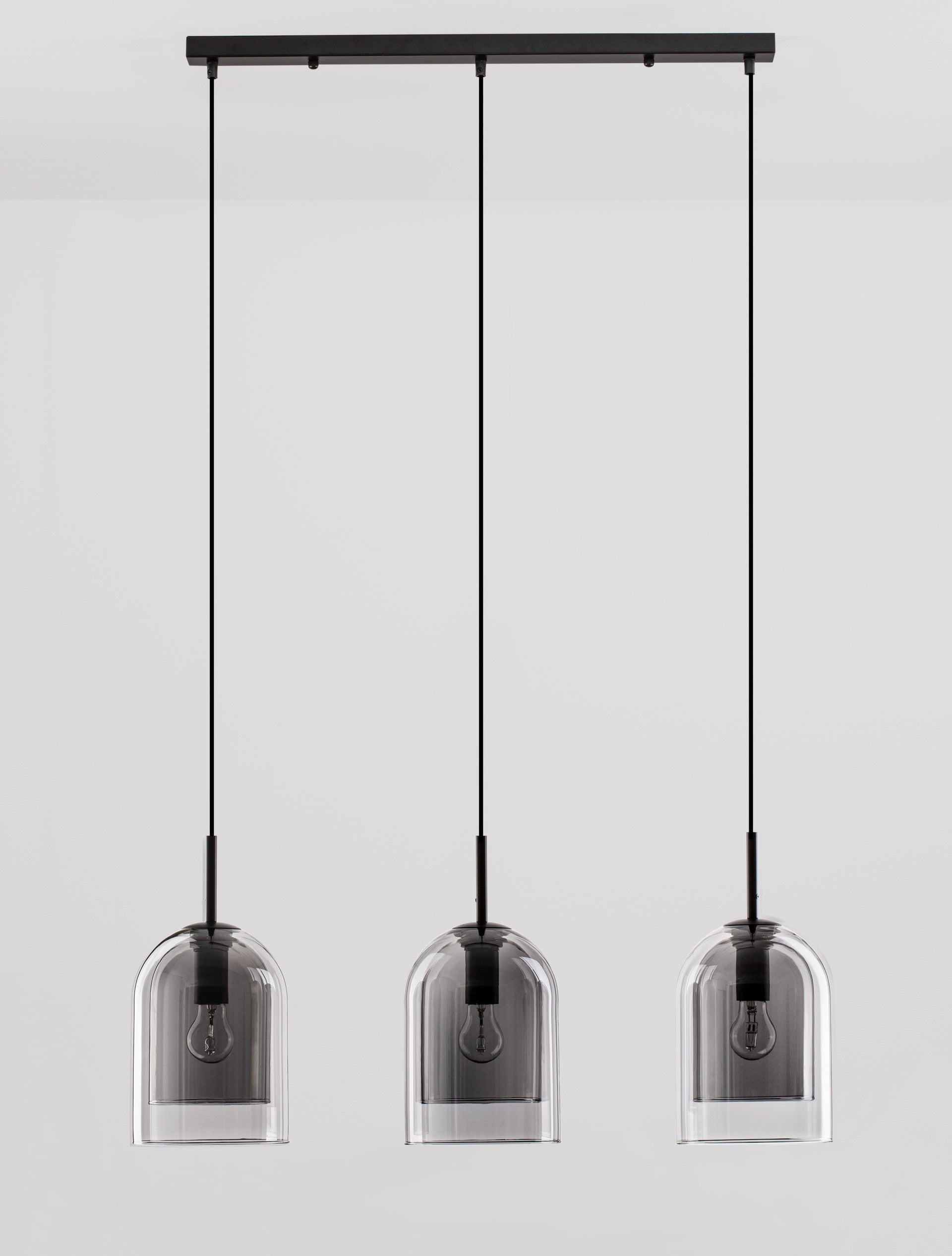 Висящо осветително тяло (пендел) VELOR 36W (3x12W) E27 Матово черен Опушено стъкло