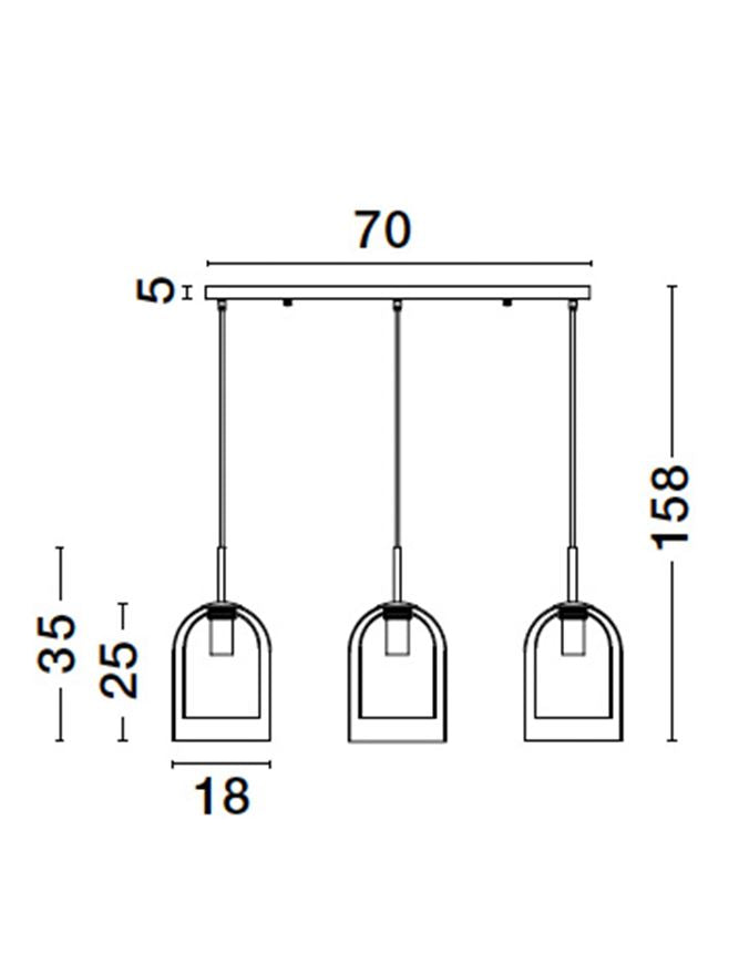 Висящо осветително тяло (пендел) VELOR 36W (3x12W) E27 Матово черен Опушено стъкло