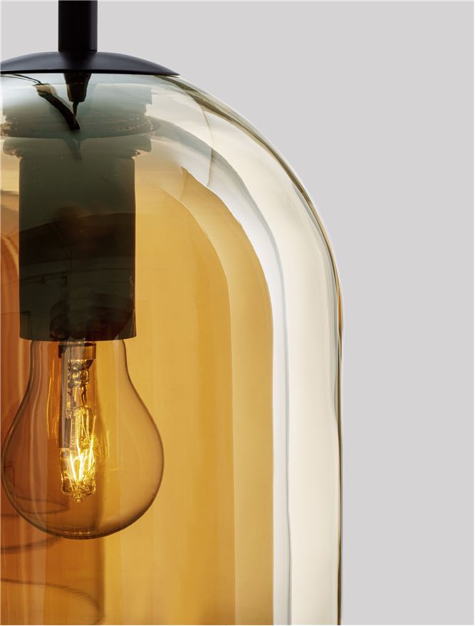Висящо осветително тяло (пендел) VELOR 36W (3x12W) E27 Матово черен Тъмно шампанско стъкло