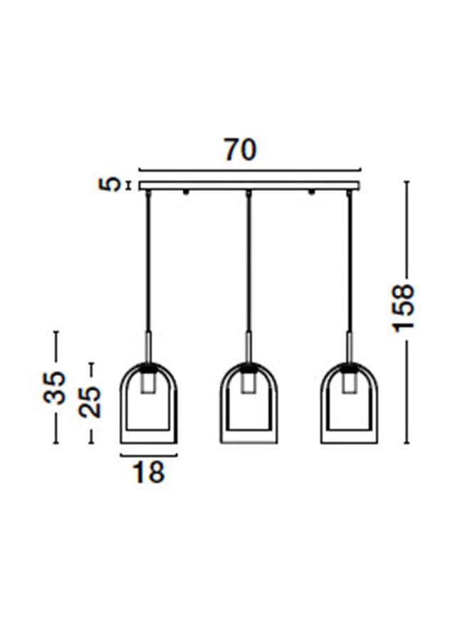 Висящо осветително тяло (пендел) VELOR 36W (3x12W) E27 Матово черен Тъмно шампанско стъкло