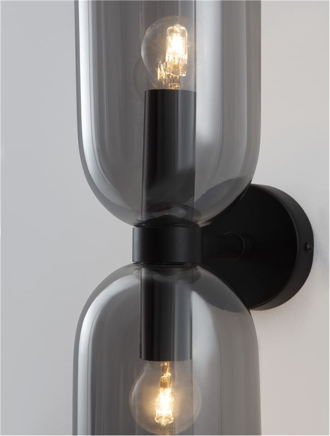 Настолна лампа PALMER 10W (2x5W) E14 Черен Опушено стъкло
