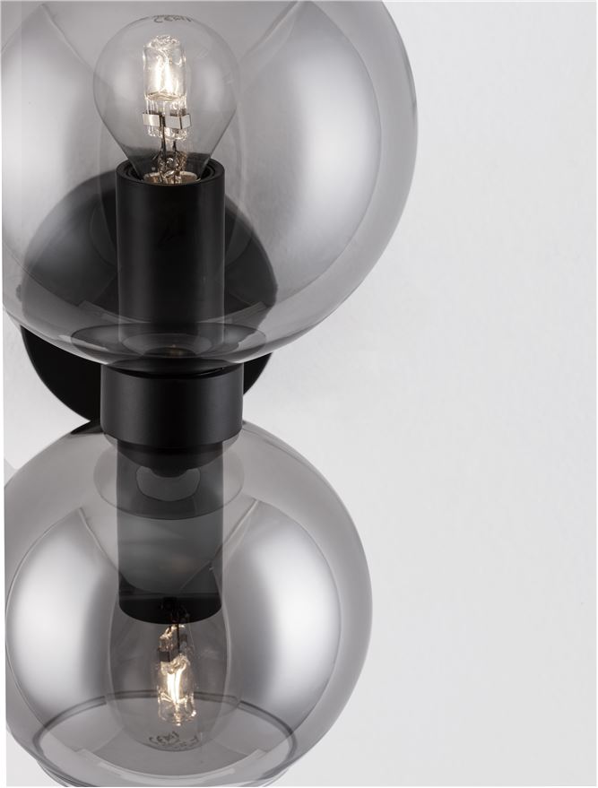 Настолна лампа PALMER 10W (2x5W) E14 Черен Опушено стъкло