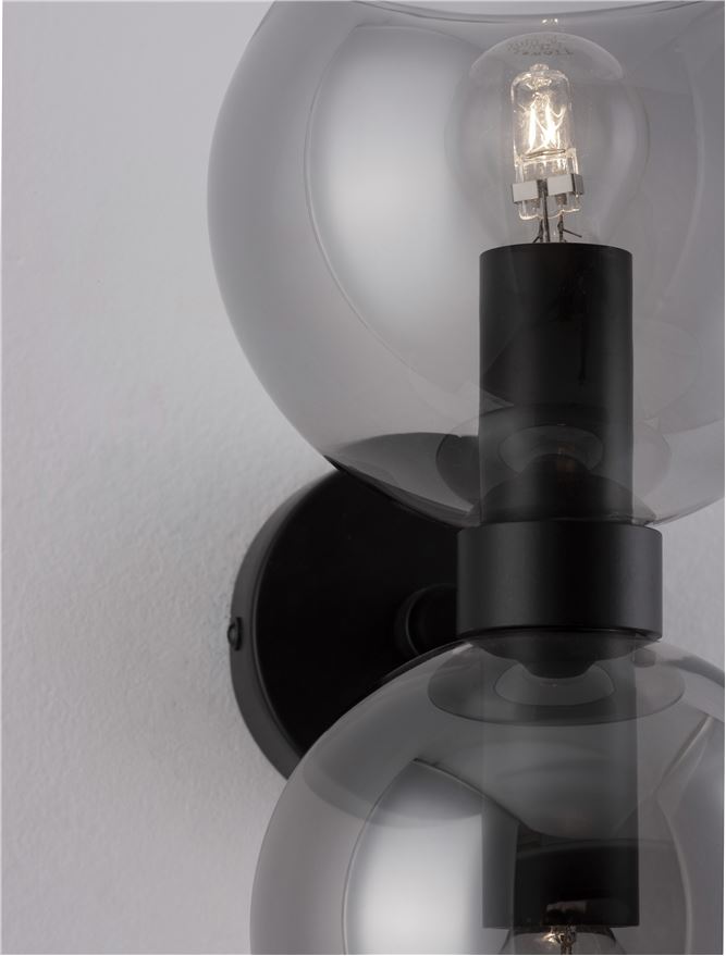 Настолна лампа PALMER 10W (2x5W) E14 Черен Опушено стъкло