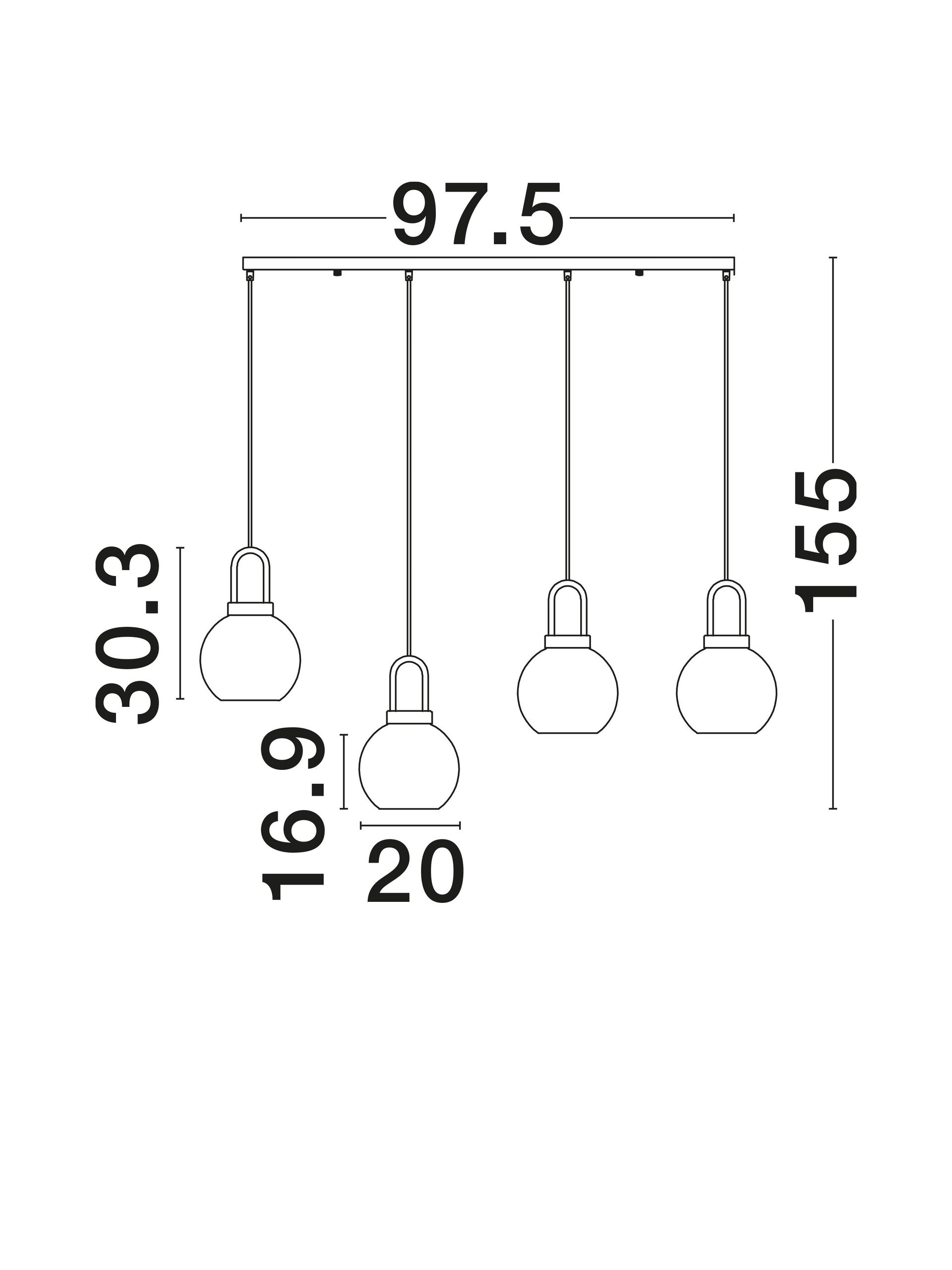 Висящо осветително тяло (пендел) IRVINE LED 48W E27 Златист месинг Прозрачно стъкло Черен шнур Регулируема височина