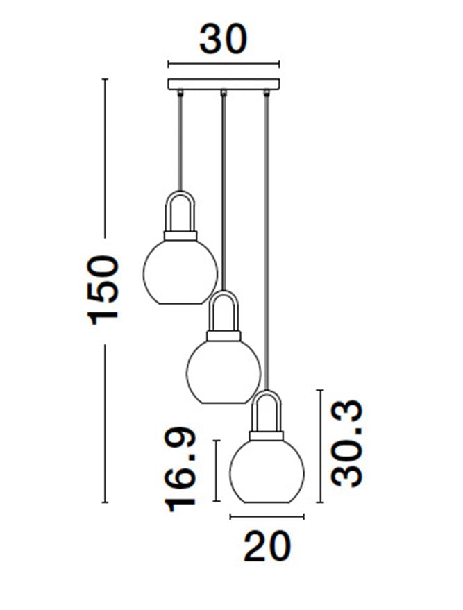 Висящо осветително тяло (пендел) IRVINE LED 36W E27 Златист месинг Прозрачно стъкло Черен шнур Регулируема височина