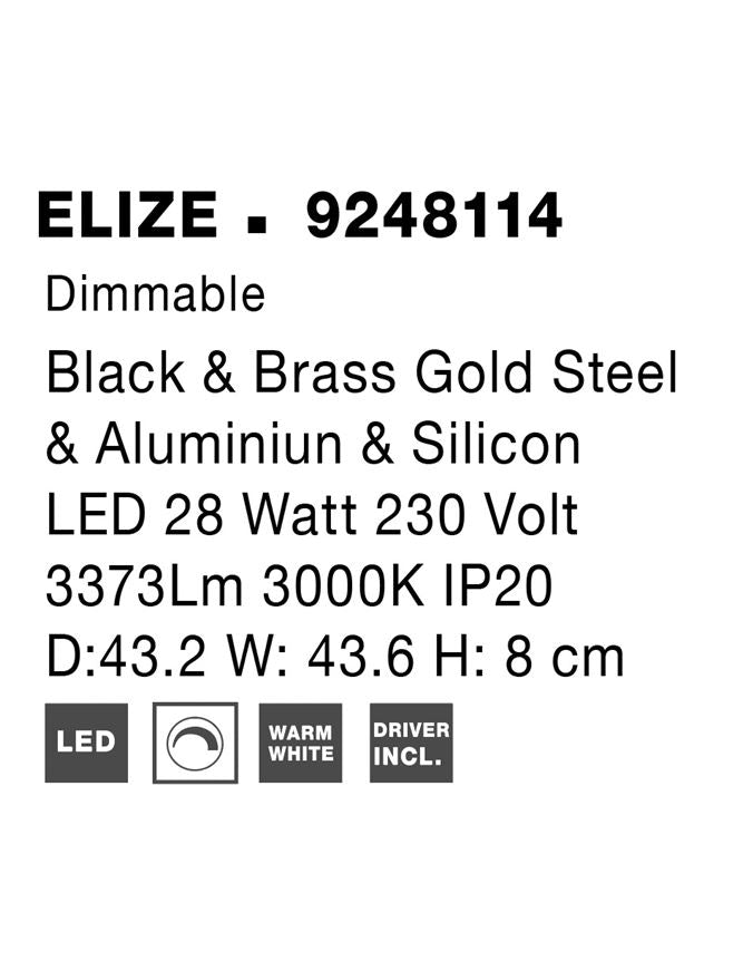 Висящо осветително тяло (пендел) ELIZE 28W LED Черен и златист месинг стомана и алуминий
