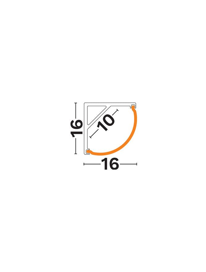 Аксесоар SURFACE алуминиев ъглов профил 90° сребрист 2м W16 H16мм