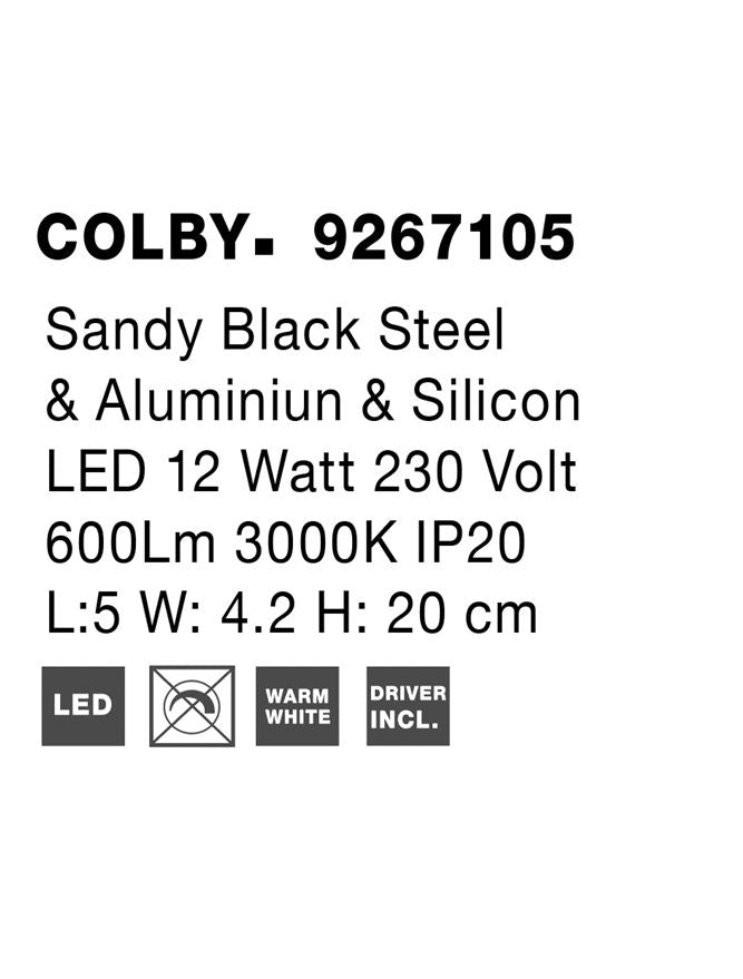 Висящо осветително тяло (пендел) COLBY 12W Пясъчно черен алуминий и акрил