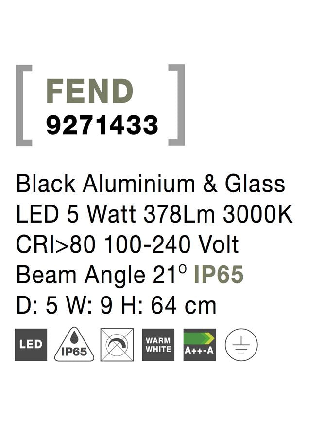 Външен пендел FEND 5W Тъмен антрацит алуминий стъкло IP65