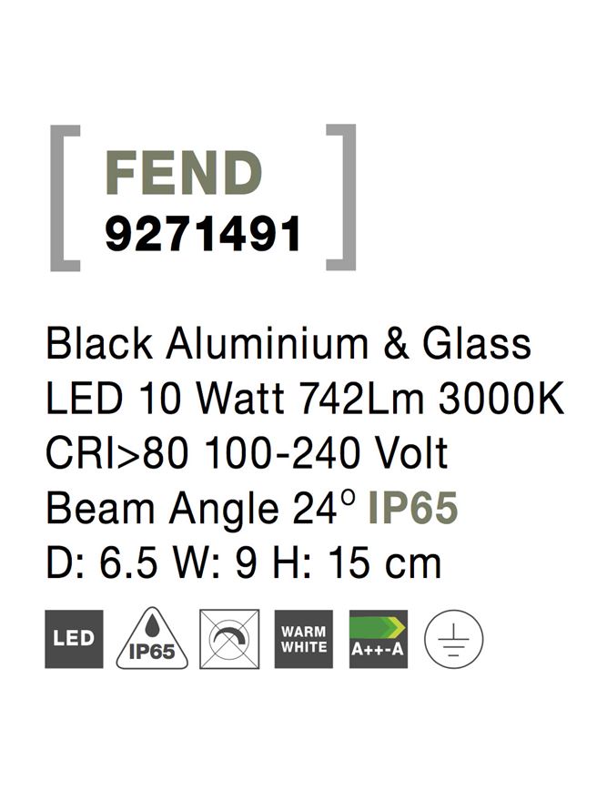 Външен аплик FEND 10W Тъмен антрацит алуминий стъкло IP65