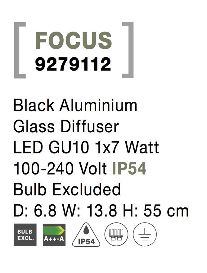 Външен аплик FOCUS 10W GU10 Тъмен антрацит алуминий