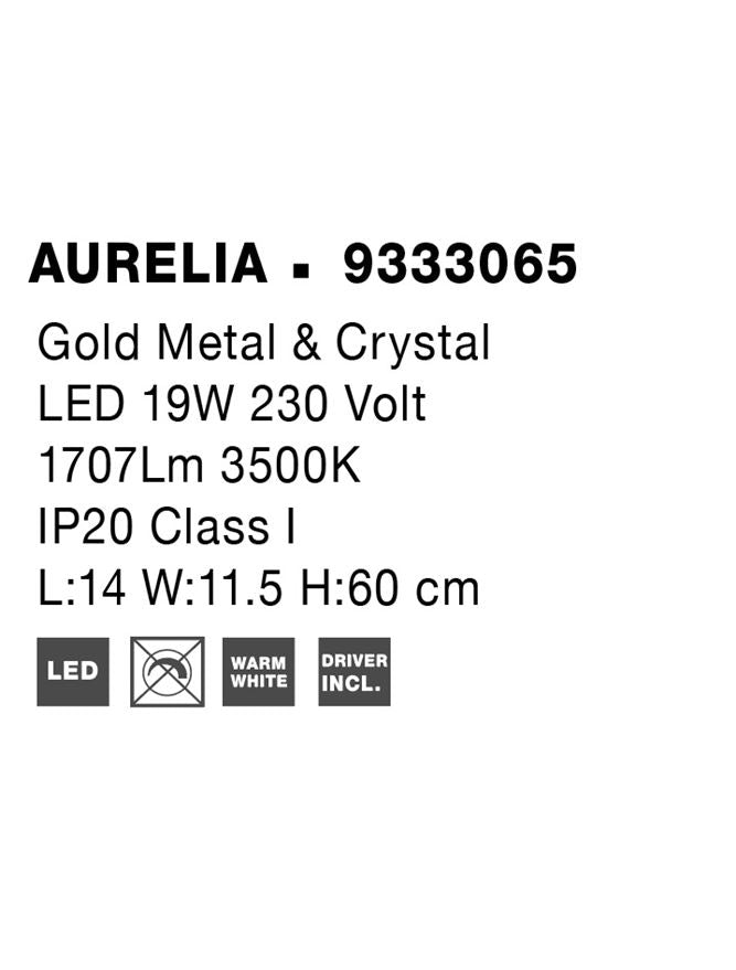 Висящо осветително тяло (пендел) AURELIA 19W Златист метал кристал H60см