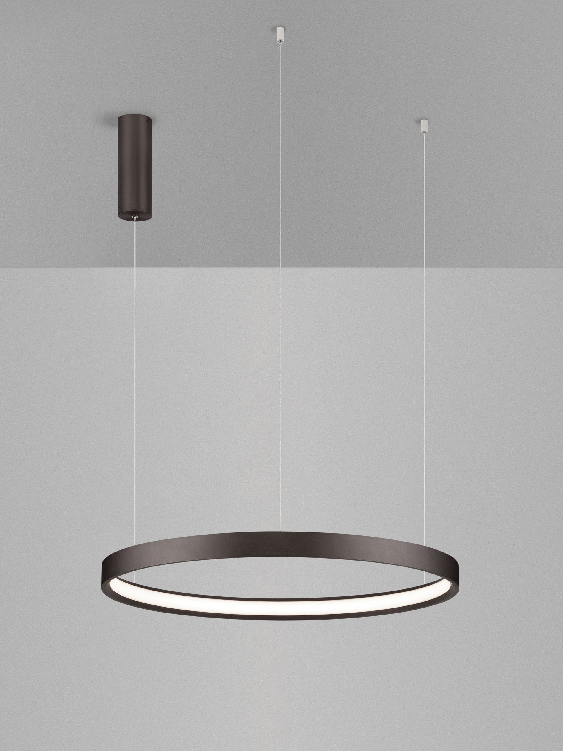 Висяща лампа PERRINE 40W LED, кафяв алуминий и силикон, ⌀60 H150см