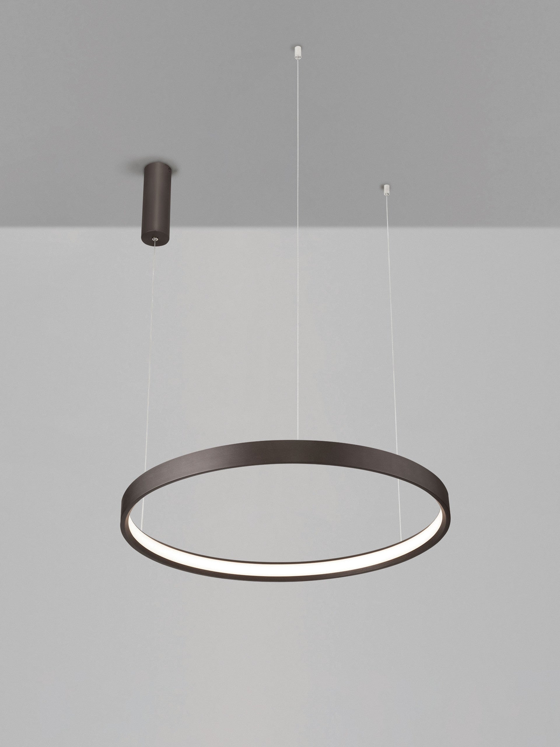 Висяща лампа PERRINE 40W LED, кафяв алуминий и силикон, ⌀60 H150см