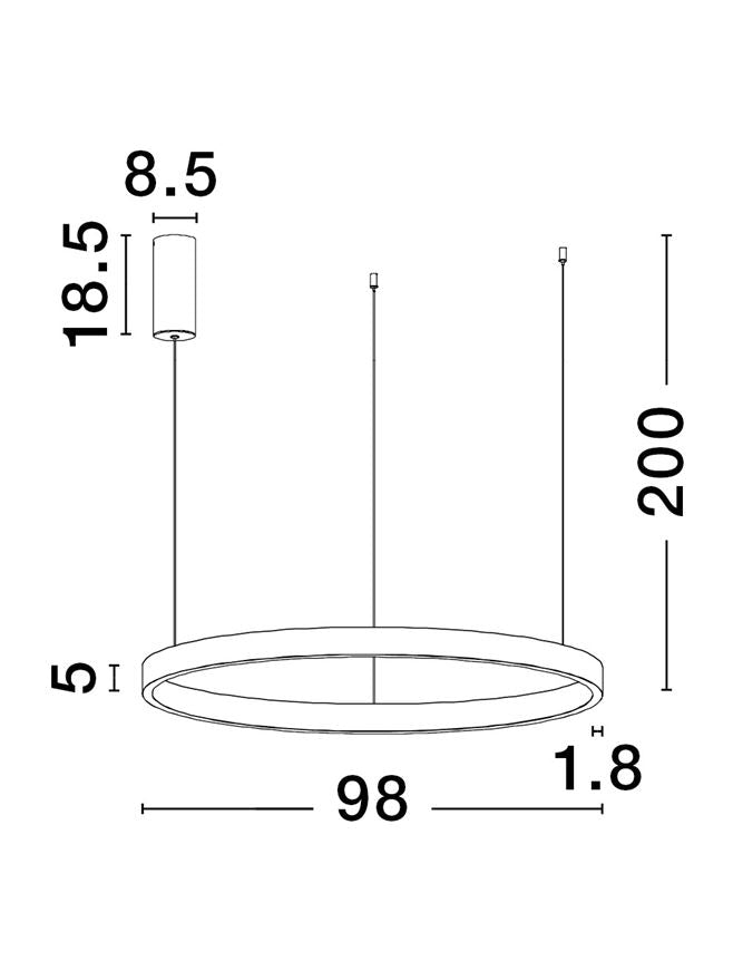 Висящо осветително тяло (пендел) ELOWEN 106W LED 3000K Триак димируем Матов златист алуминий акрил Нагоре-надолу Регулируема височина