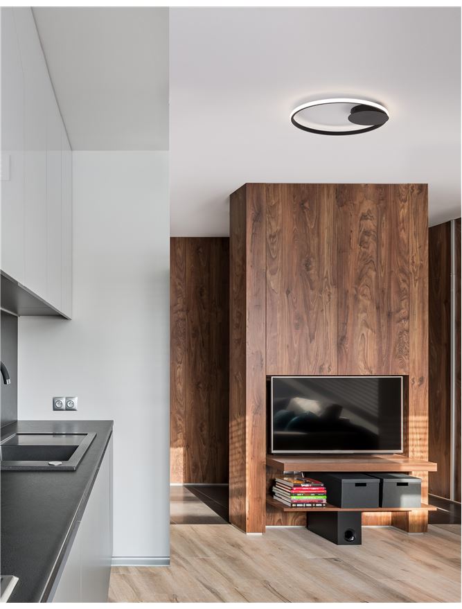 Висящо осветително тяло (пендел) FULINE 32W LED Triac димируем Пясъчно черен алуминий и акрил