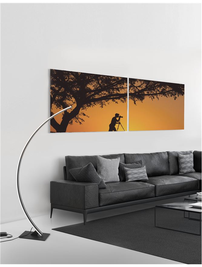 Висящо осветително тяло (пендел) PREMIUM LED 40W Димируем Пясъчно черен алуминий и акрил L20 W56 H150см