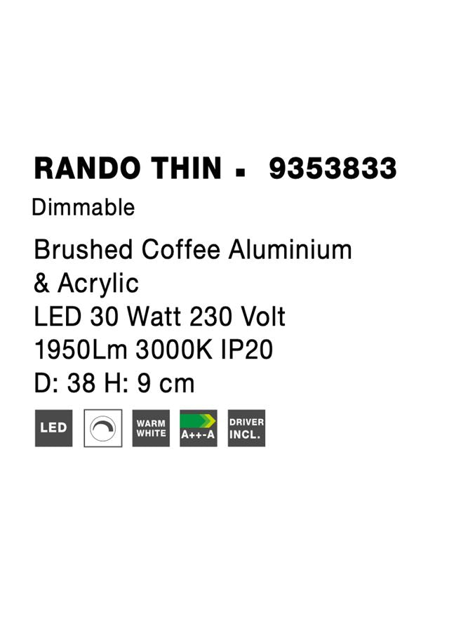 Висящо осветително тяло (пендел) RANDO THIN 30W Кафяв алуминий и акрил