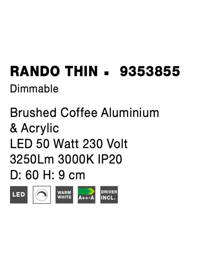 Висящо осветително тяло (пендел) RANDO THIN 50W Кафяв алуминий и акрил 3000K