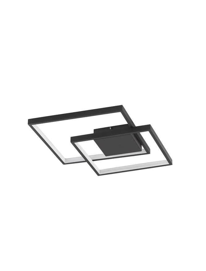 Висящо осветително тяло (пендел) PORTO 30W LED Пясъчно черен стомана, алуминий и акрил L42.5 W42.5 H6см Триак димируем