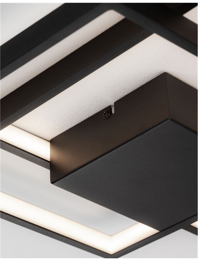 Висящо осветително тяло (пендел) PORTO 30W LED Пясъчно черен стомана, алуминий и акрил L42.5 W42.5 H6см Триак димируем