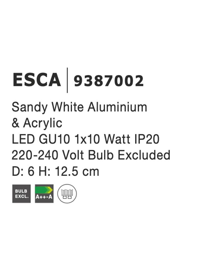 Висящо осветително тяло (пендел) ESCA 10W GU10 Пясъчно бял алуминий и акрил ⌀6 H12.5см